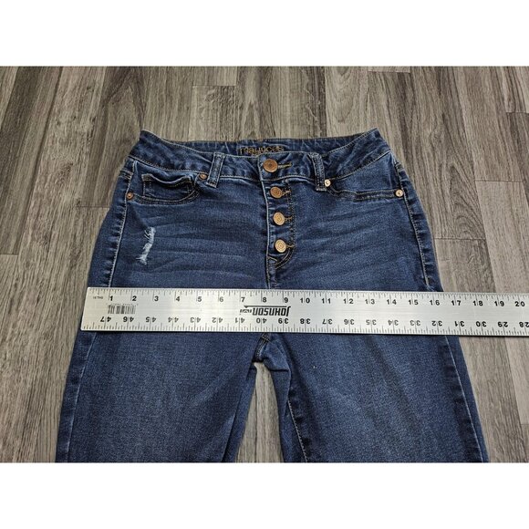 (3/$35) Maurices Jeans Womens Small High Rise Blue Denim Button Fly Distressed - Picture 8 of 11